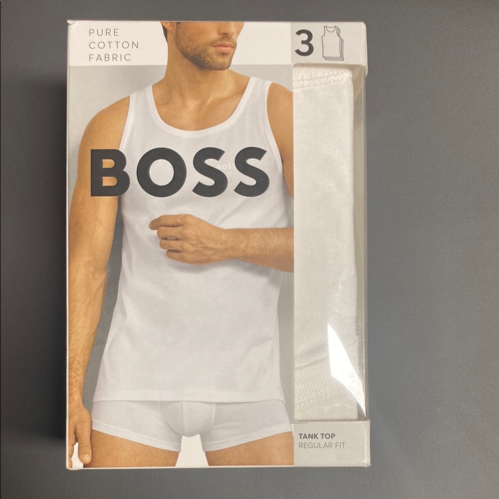 BOSS Men's White Tank Top - 3 Pack